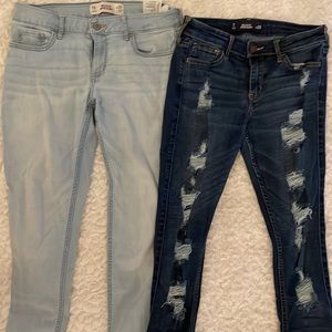 Lot of 2 hollister jeans size 7 super skinny nice 2 pairs of hollister jeans 7